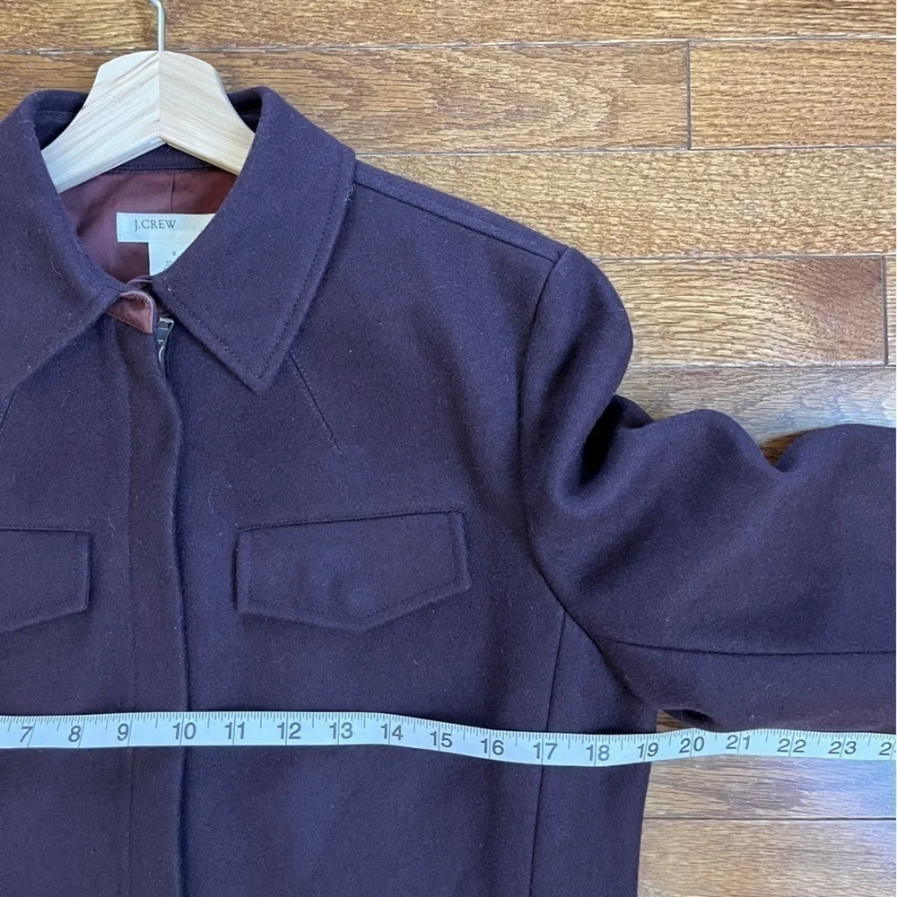 J.Crew | Wool Blend Zip Jacket Small‎ Burgundy Point Collar Utility Pockets